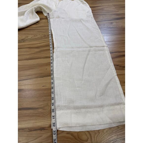 Flax linen white relax fit wide leg pants size M - Picture 9 of 9